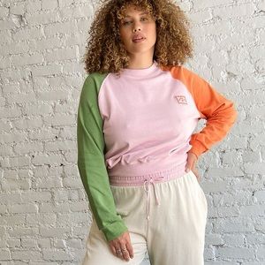 Lisa Says Gah “Winona Organic Terry Sweatshirt” Colorblock Pullover